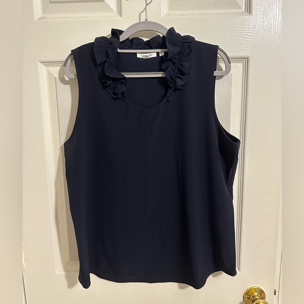 Chicos Navy Ruffle Collar Blouse for Women
